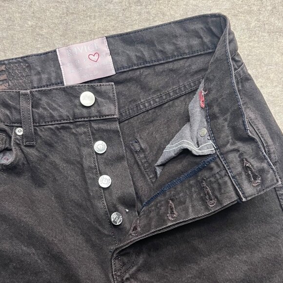 Revice Brown High Rise Button Fly Straight Leg Denim Jeans Waist 26" - Picture 7 of 10